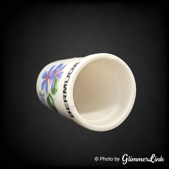 Bermuda Floral Souvenir Porcelain Collectible Thimble - Picture 7 of 8